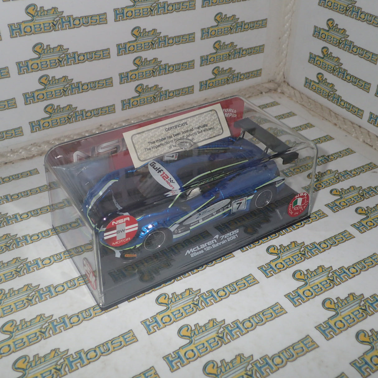NSR SLOT CARS N0368SW - 1:32 SCALE MCLAREN 720S – 2SEAS #7 GULF 12 HOURS BAHRAIN 2021