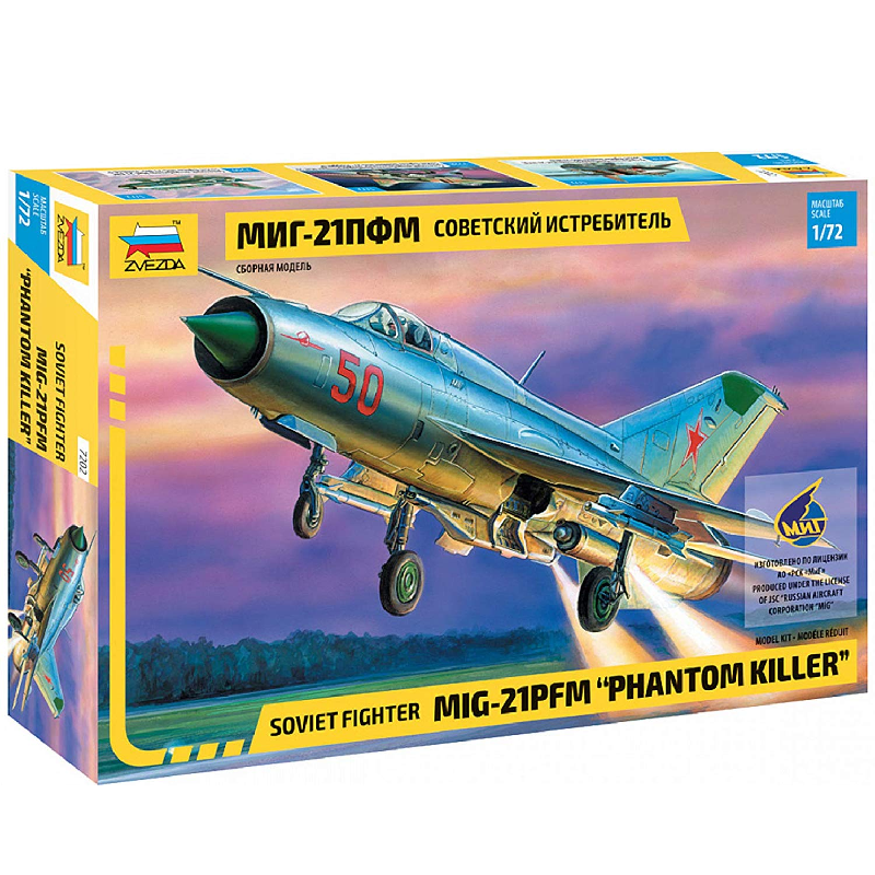 Zvezda - 1/72 Scale - MIG-21PFM "Phantom Killer" Soviet Fighter Plastic Model Kit