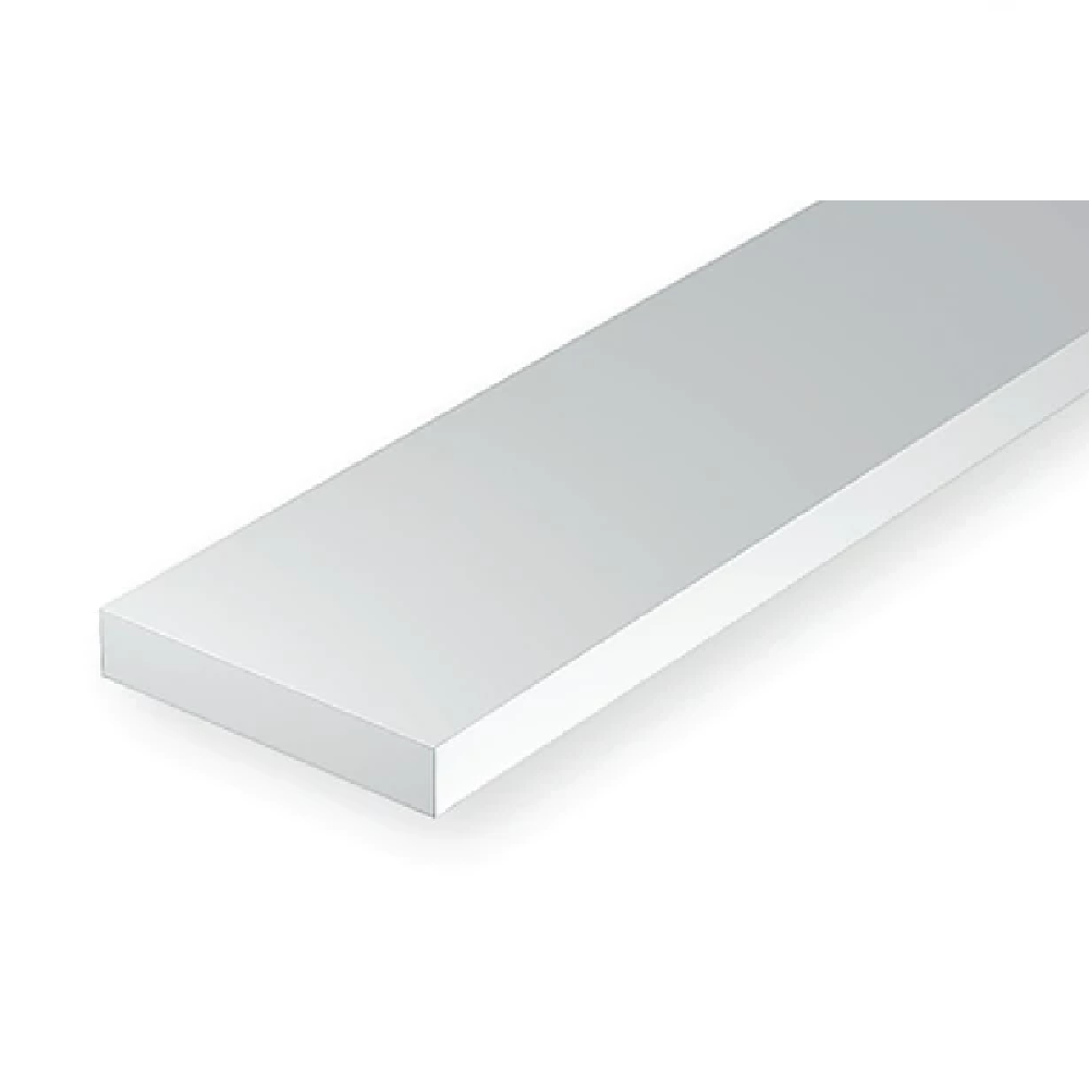 Evergreen Scale Models - Strip Styrene - Rectangle .080 x .250" (2.0 x6.3mm) 1/4 Scale 4x12 7x Opaque White Polystyrene Strips #169