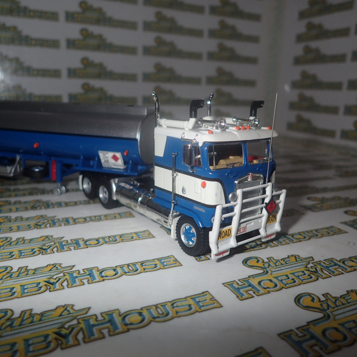 Highway Replicas - 1/64 Scale - #12009 Tanker Road Train in Blue & White Diecast Model Replica
