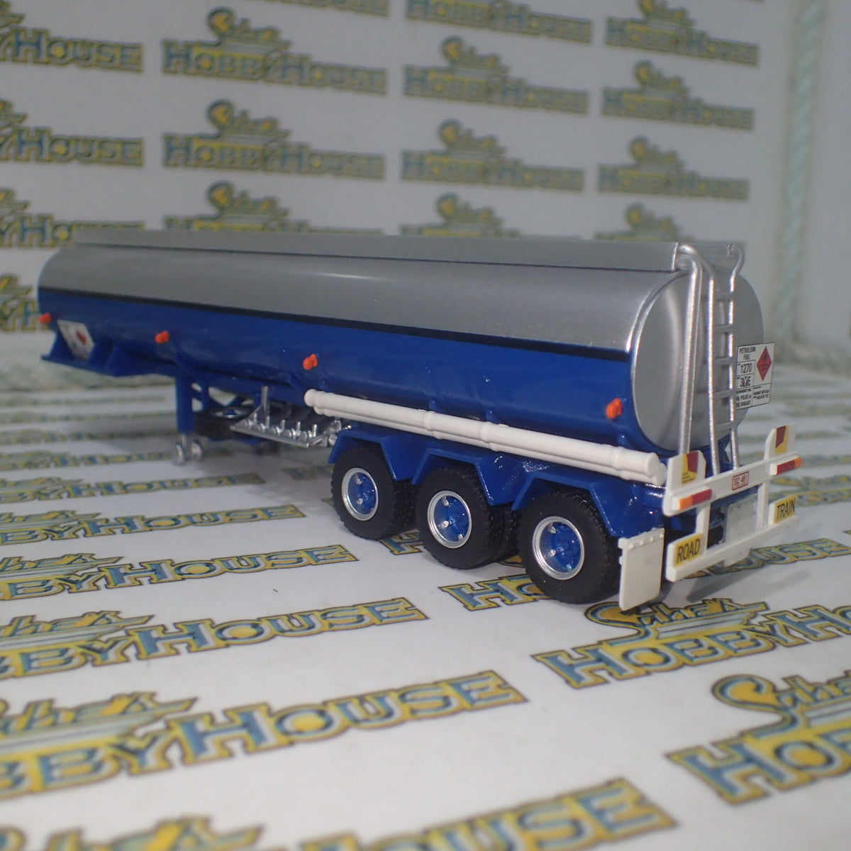 Highway Replicas - 1/64 Scale - #12009 Tanker Road Train in Blue & White Diecast Model Replica
