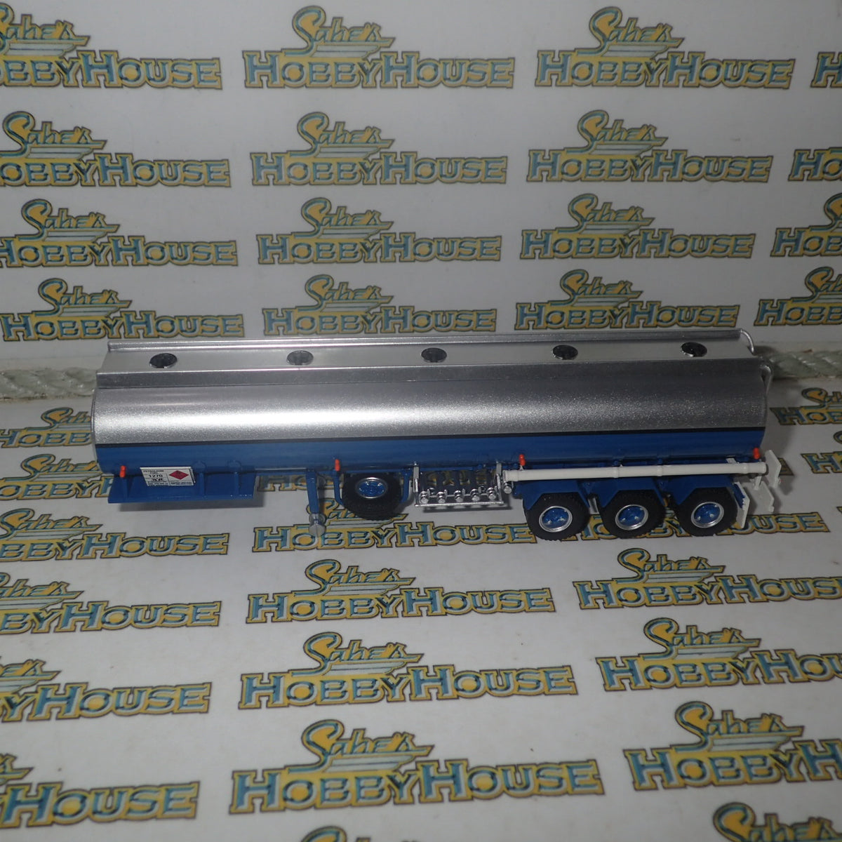 Highway Replicas 12991 - 1/64 Scale - Tanker Trailer with Dolly in Blue & White Diecast Model Replica
