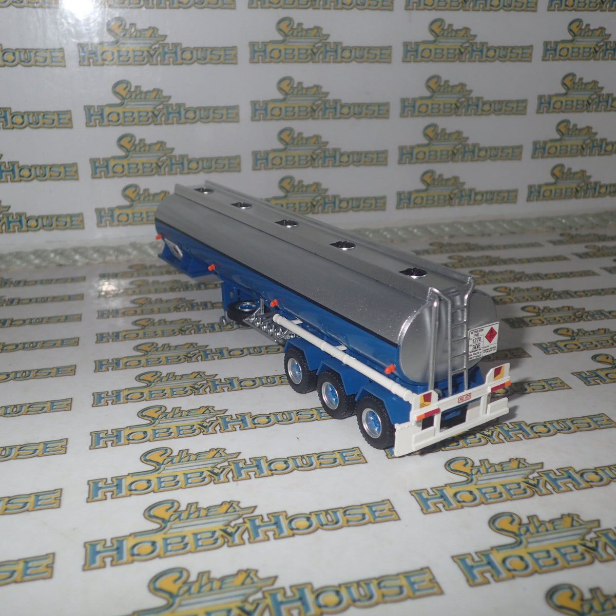 Highway Replicas - 1/64 Scale - #12009 Tanker Road Train in Blue & White Diecast Model Replica