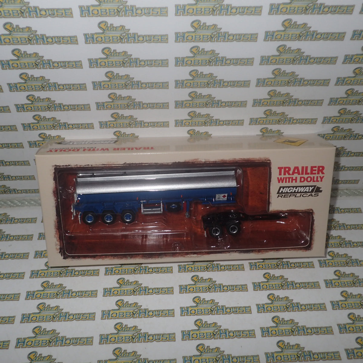 Highway Replicas 12991 - 1/64 Scale - Tanker Trailer with Dolly in Blue & White Diecast Model Replica