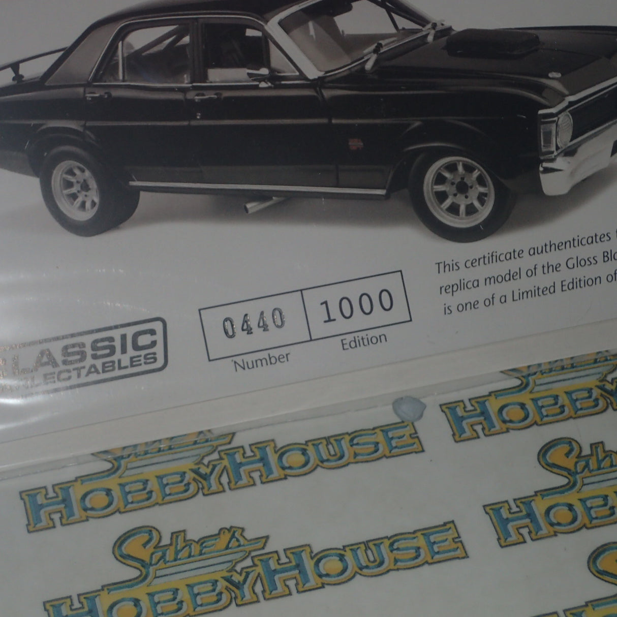 CLASSIC CARLECTABLES 18529 - 1:18 SCALE FORD GT-HO SUPER FALCON GLOSS BLACK DIECAST REPLICA