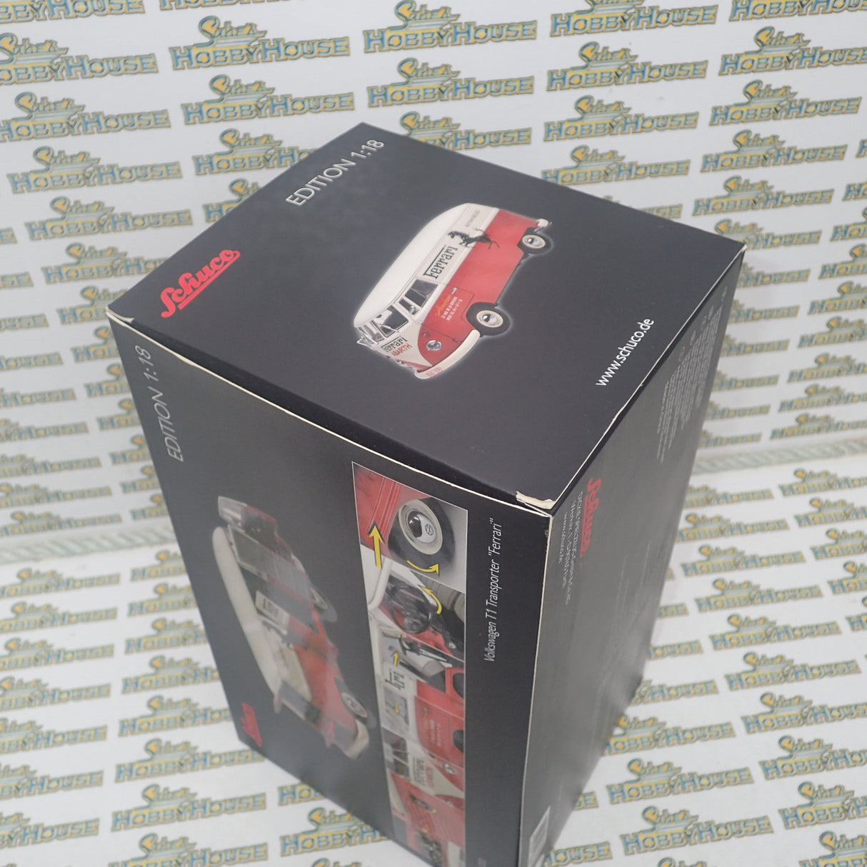 Schuco 45 003 6700 - 1/18 Scale Volkswagen T1 Transporter "Ferrari" Diecast Model Replica