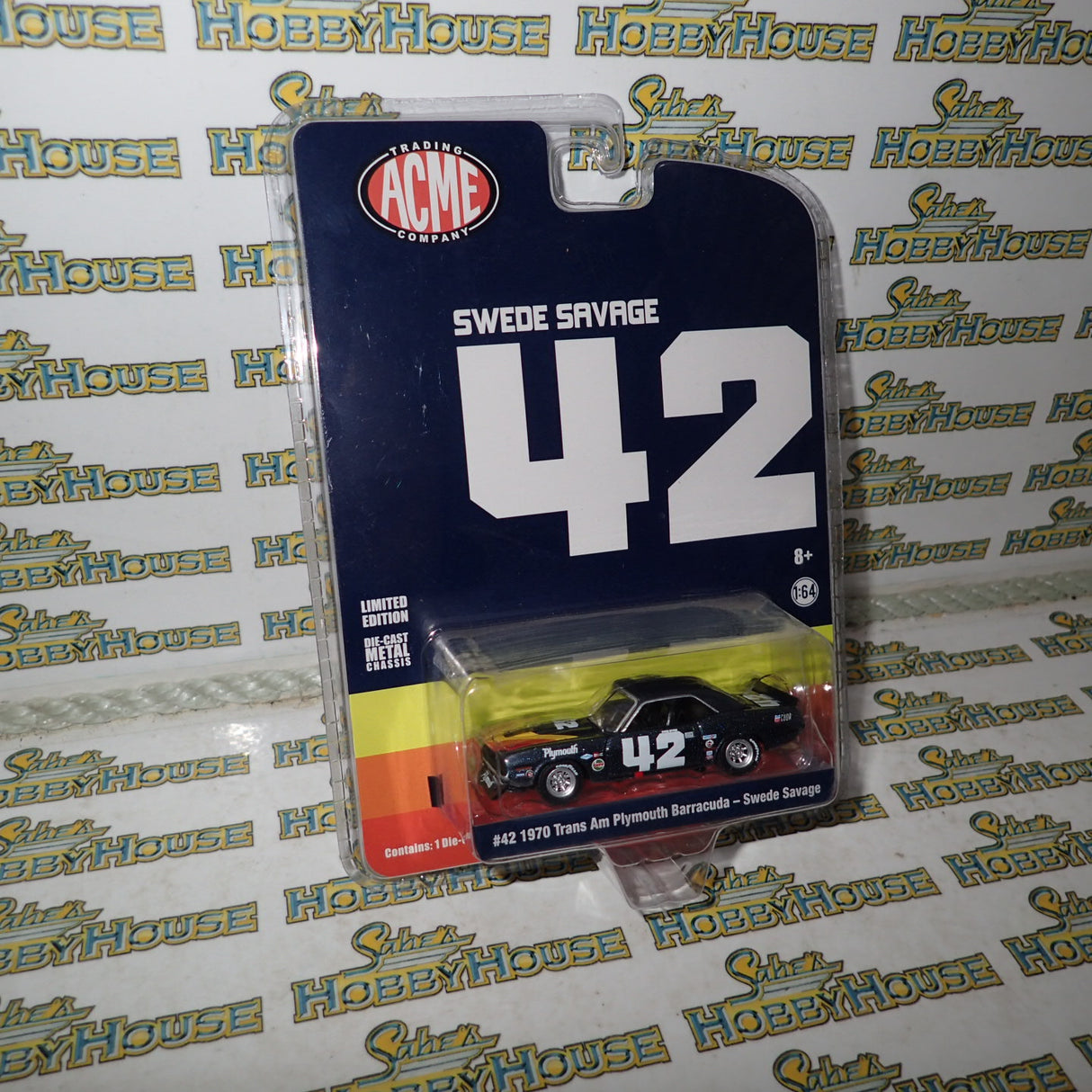 ACME - 1/64 Scale - GL-51264 #42 1970 Plymouth Trans Am Barracuda - Swede Savage Diecast Scale Model Replica