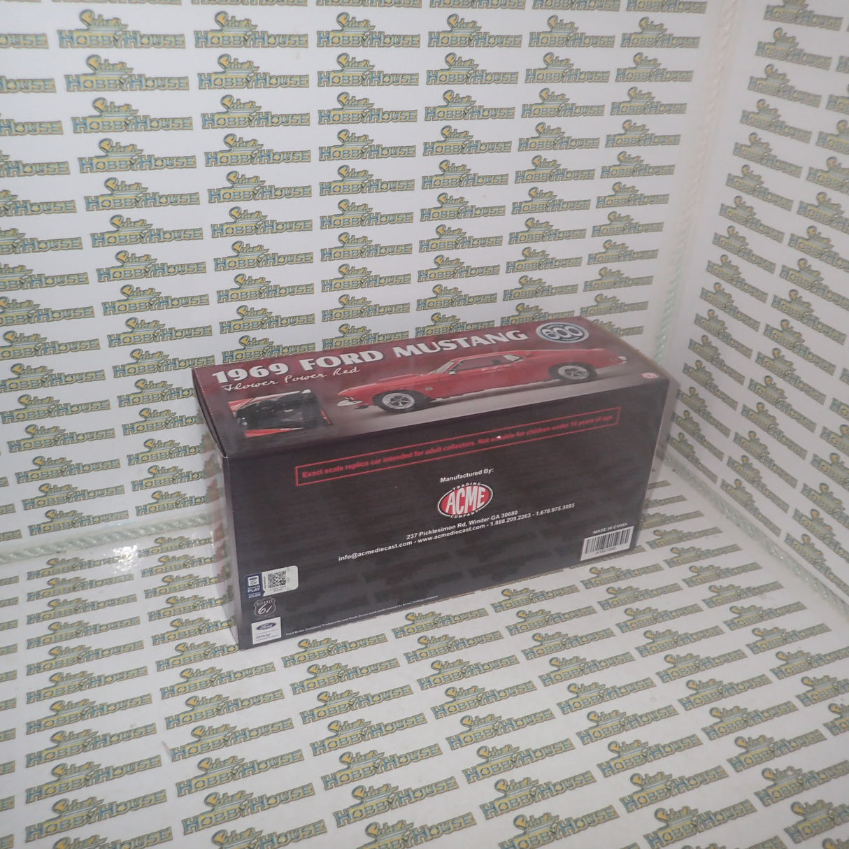 ACME A1801890 -1/18 1969 Ford Mustang 600 Flower Power Red Diecast Scale Model Replica