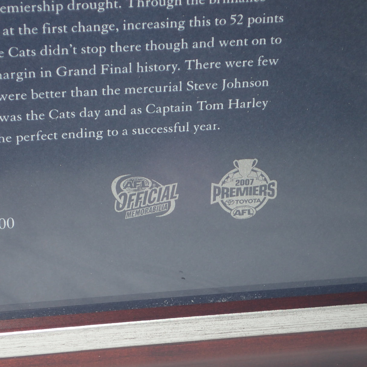 ELITE AUTHENTICS - GEELONG 2007 PREMIERS Personally signed by Captain Tom Harley & Coach Mark Thompson