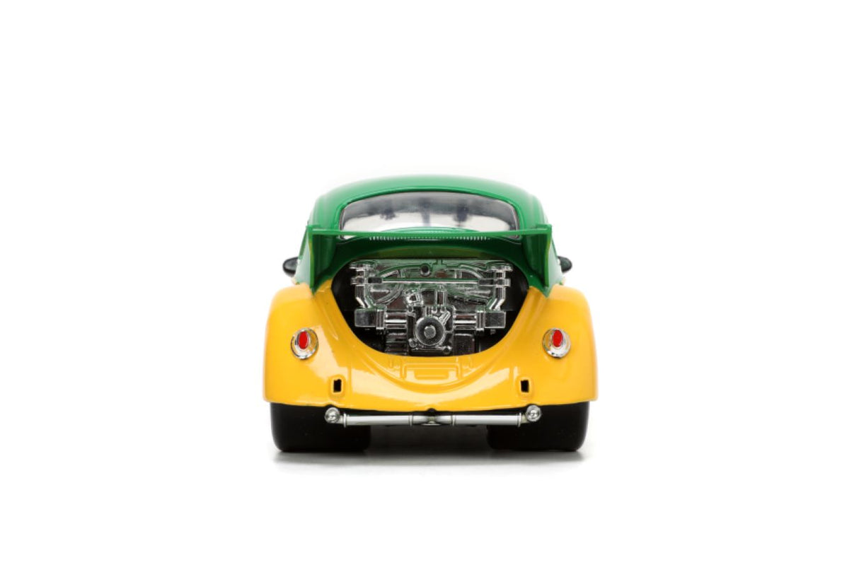 Jada Toys JAD33741 - 1/24 Scale Teenage Mutant Ninja Turtles (TV 1987) VW Beetle with Michelangelo Diecast Model Replica