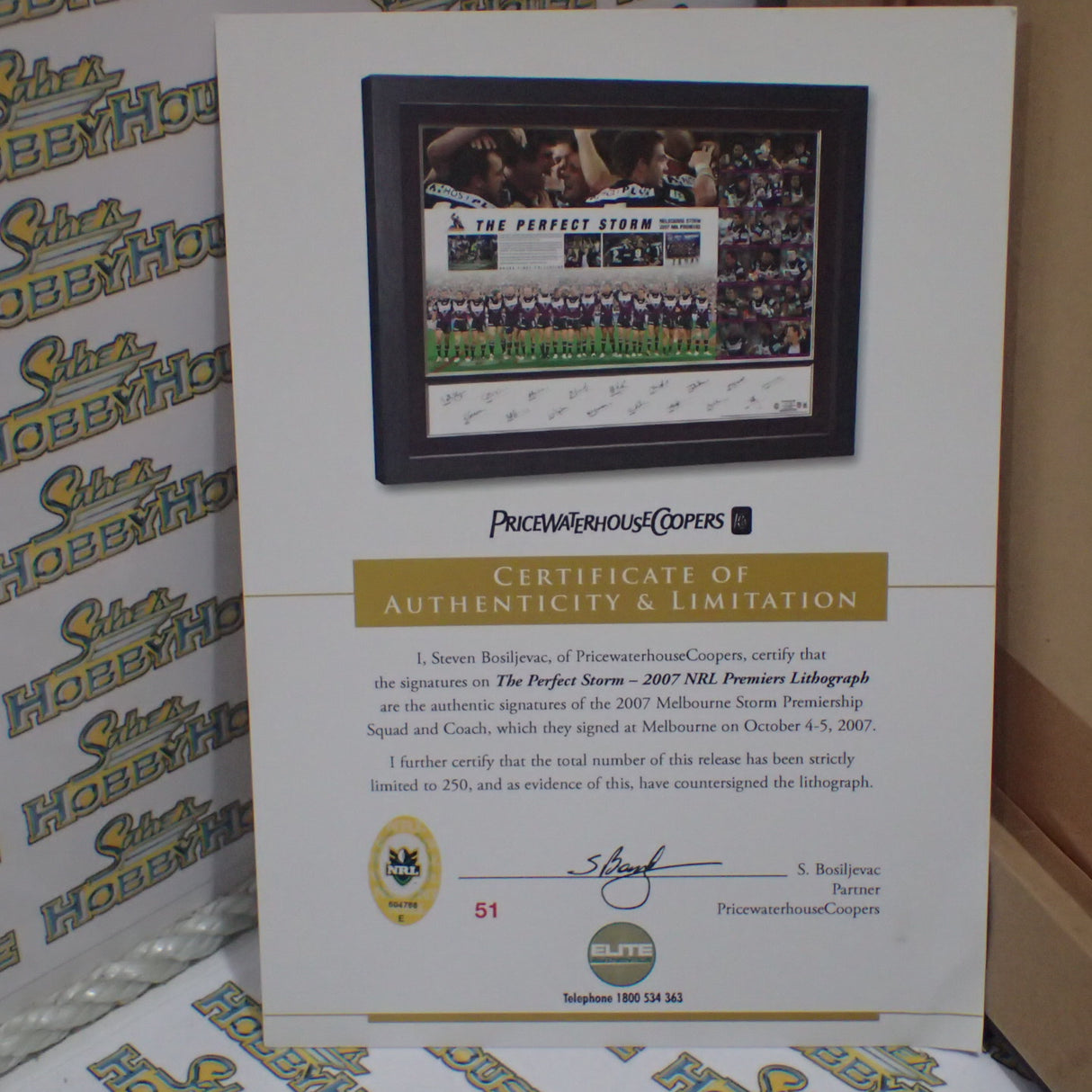 LEGEND MEMORABILIA MEM08 The Perfect Storm Signed 2007 Melbourne Storm Premiers Team Lithograph ex shop display