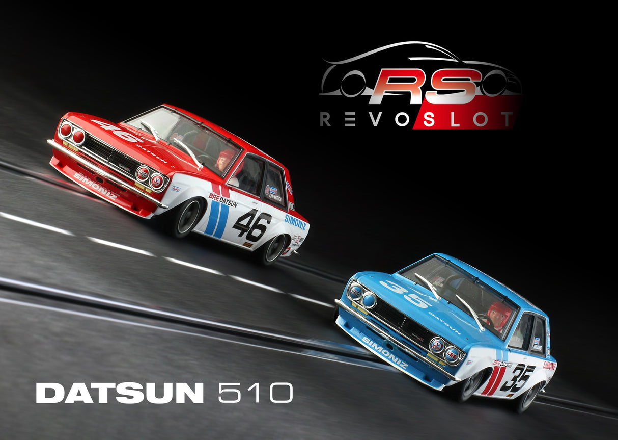 Revo Slot RS0202 – 1/32 Scale DATSUN 510 TWIN SET #35 & #46 SCCA TRANSAM 1972 Mike Downs & John Morton