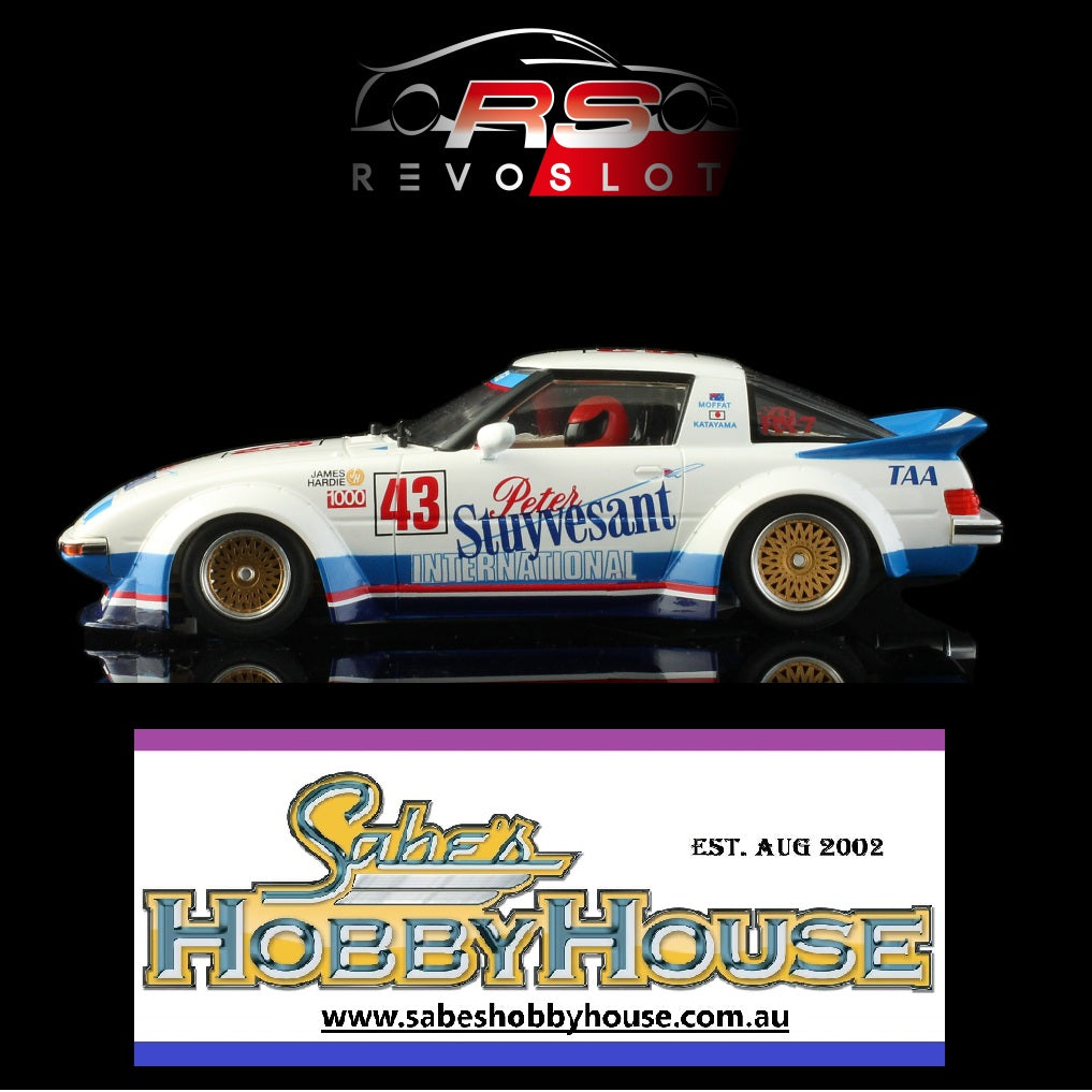 Revo Slot RS093 – 1/32 Scale Mazda RX-7 n.43 Bathurst 1000 - 1983 Peter Stuyvesant - International Racing - A. Moffat - Y. Katayama