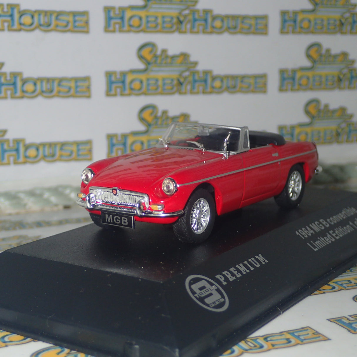 Triple 9 Collection T9P100001 - 1/43 Scale Premium Series Red 1964 MG B Convertible Diecast Model Replica