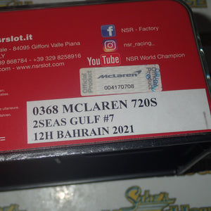 NSR SLOT CARS N0368SW - 1:32 SCALE MCLAREN 720S – 2SEAS #7 GULF 12 HOURS BAHRAIN 2021