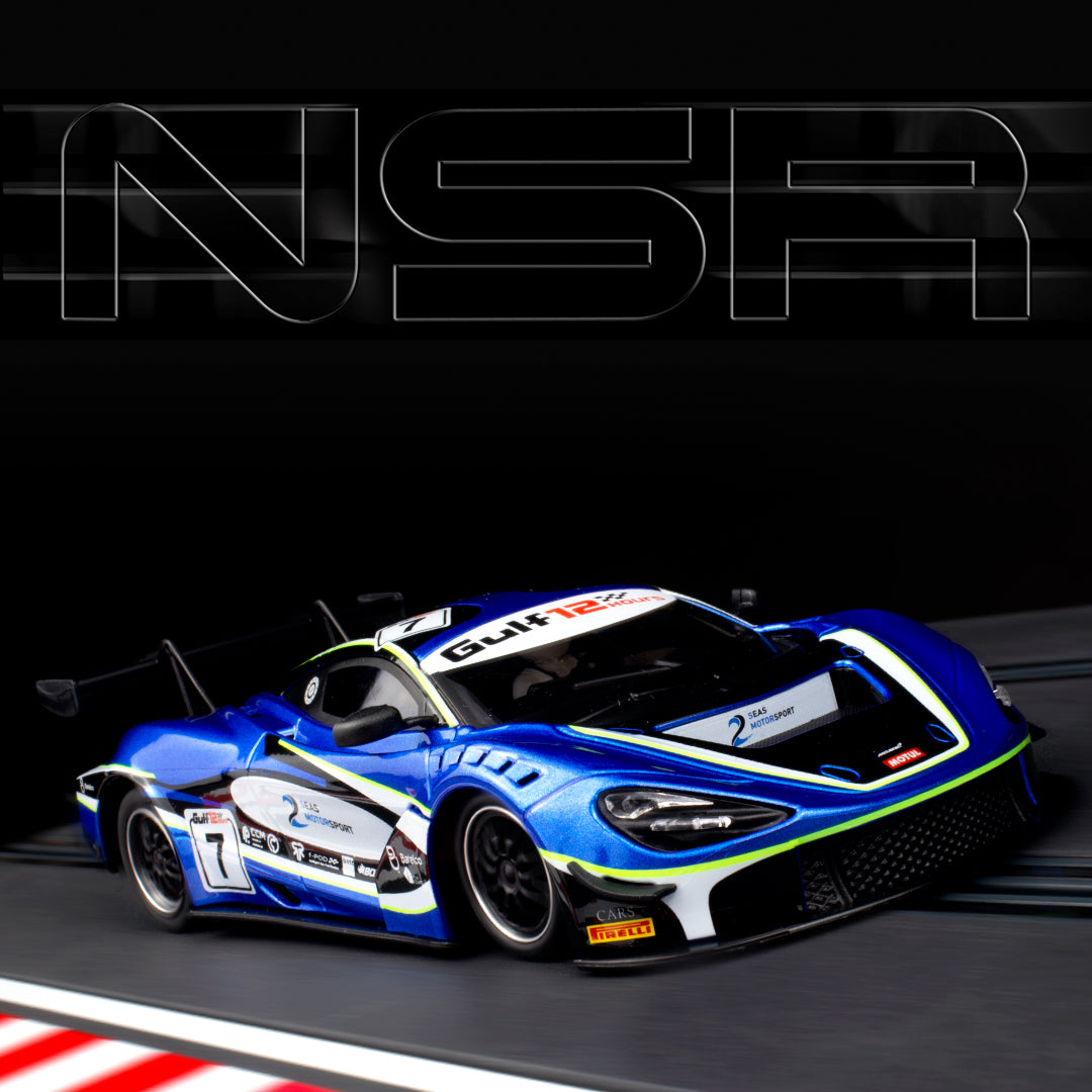 NSR SLOT CARS N0368SW - 1:32 SCALE MCLAREN 720S – 2SEAS #7 GULF 12 HOURS BAHRAIN 2021