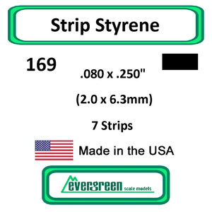 Evergreen Scale Models - Strip Styrene - Rectangle .080 x .250" (2.0 x6.3mm) 1/4 Scale 4x12 7x Opaque White Polystyrene Strips #169