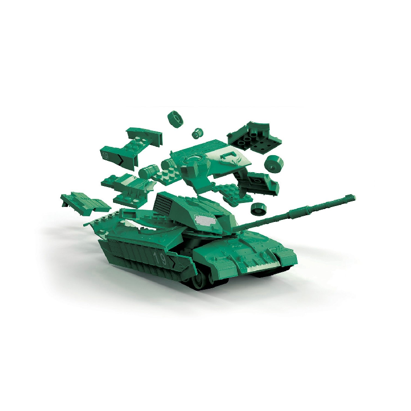 Airfix J6022- Quick Build Series Challenger Tank (Perkins CV-12 V12 Diesel 26 litre) Snap Together Plastic Model Kit