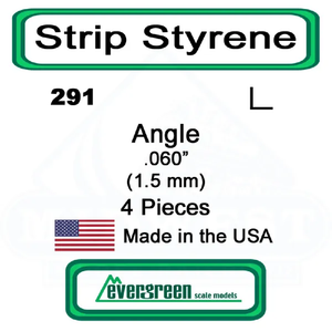 Evergreen Scale Models – Angle Styrene – .060" (1.5mm) 4 Pieces #291