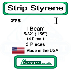 Evergreen Scale Models – I-Beam Styrene – 5/32" (.156mm) (4.0mm) 3 Pieces #275