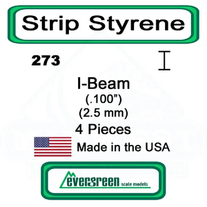 Evergreen Scale Models – I-Beam Styrene – .100" (2.5mm) 4 Pieces #273