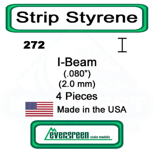 Evergreen Scale Models – I-Beam Styrene – .080" (2.0mm) 4 Pieces #272