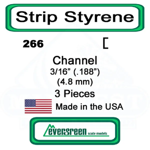 Evergreen Scale Models - Channel Styrene – 3/16 (.188) (4.8mm) 3 Pieces #266