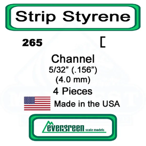 Evergreen Scale Models - Channel Styrene – 5/32 (.156) (4.0mm) 4 Pieces #265