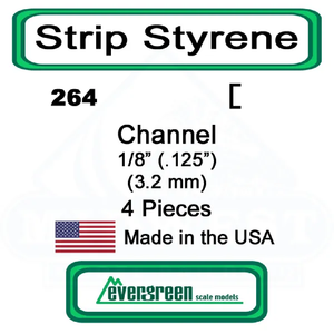 Evergreen Scale Models - Channel Styrene – 1/8 (.125) (3.2mm) 4 Pieces #264