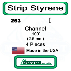 Evergreen Scale Models - Channel Styrene – .100" (2.5mm) 4 Pieces #263