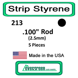 Evergreen Scale Models - Rod Styrene – .100" (2.5mm) 5 Pieces #213