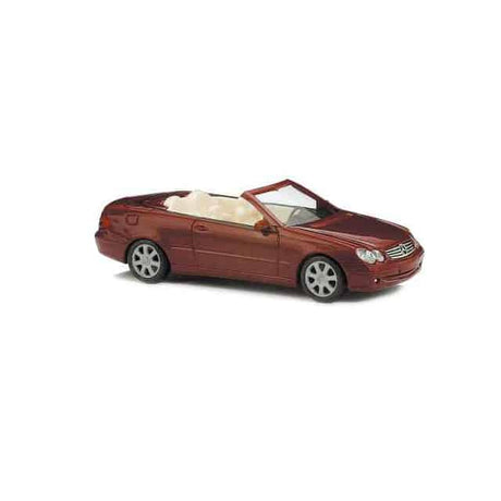BUSCH – 1/72 – HO Scale – Mercedes-Benz CLK-Klasse Cabrio in Maroon Plastic Scale Model Replica