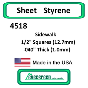 Evergreen Scale Models - Sheet Styrene – Sidewalk 1/2" Squares (12.7mm) .040" Thick (1.0mm) #4518