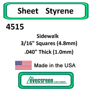 Evergreen Scale Models - Sheet Styrene – Sidewalk 3/16" Squares (4.8mm) .040" Thick (1.0mm) #4515