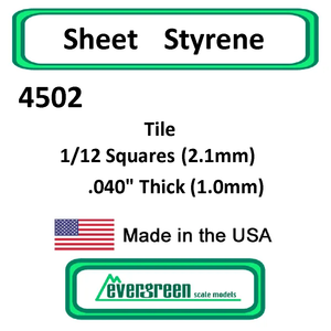 Evergreen Scale Models - Sheet Styrene – Tile 1/12" Squares (2.1mm) .040" Thick (1.0mm) #4502