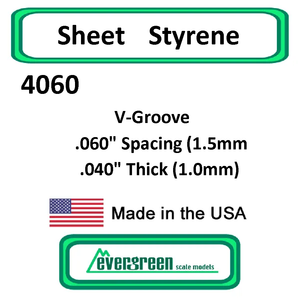 Evergreen Scale Models - Sheet Styrene – V-Groove .060" Spacing (1.5mm) .040" Thick (1.0mm) #4060