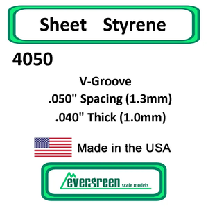 Evergreen Scale Models - Sheet Styrene – V-Groove .050" Spacing (1.3mm) .040" Thick (1.0mm) #4050