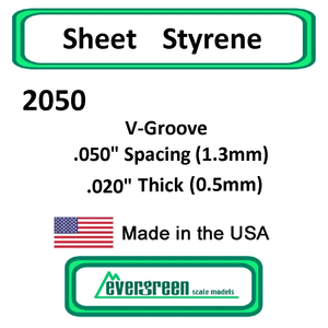 Evergreen Scale Models - Sheet Styrene – V-Groove .050" Spacing (1.3mm) .020" Thick (0.5mm) #2050