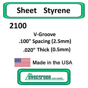 Evergreen Scale Models - Sheet Styrene – V-Groove .100" Spacing (2.5mm) .020" Thick (0.5mm) #2100