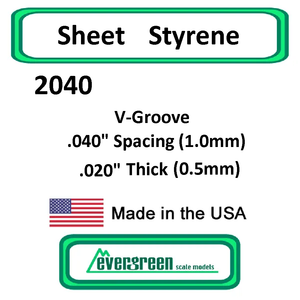 Evergreen Scale Models - Sheet Styrene – V-Groove .040" Spacing (1.0mm) .020" Thick (0.5mm) #2040