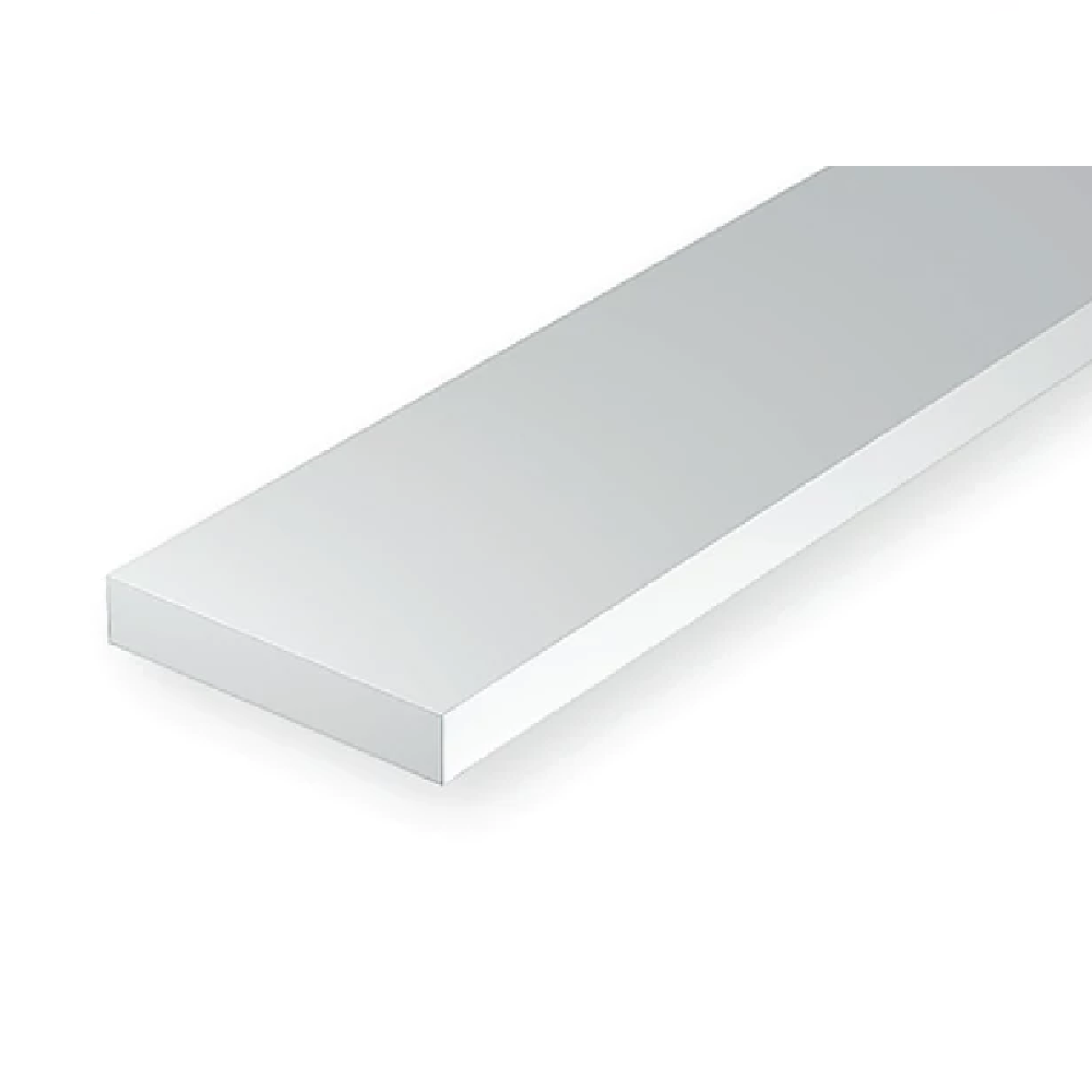 Evergreen Scale Models - Strip Styrene - HO Scale 2x12 .011 x.135" (0.28 x 3.43mm) Opaque White 10x Polystyrene Strips #8112