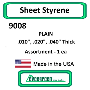 Evergreen Scale Models - Sheet Styrene - Plain .010", .020", .040" Thick Opaque White 3x Polystyrene Sheets #9008