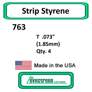 Evergreen Scale Models - Strip Styrene - T .073" (1.85mm) 4x Opaque White 10x Polystyrene Strips #763