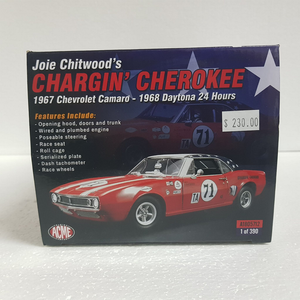 ACME A1805712 - 1/18 Scale Joie Chitwood's Chargin' Cherokee 1967 Chevrolet Camaro 1968 Daytona 24 Hours Diecast Scale Model Replica