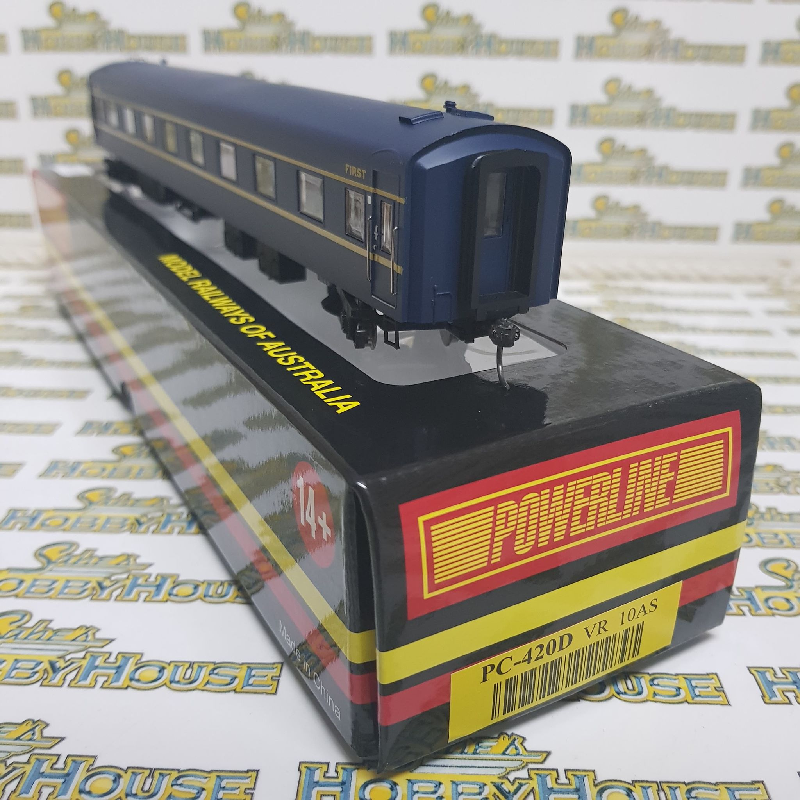 Powerline PC-420D - H0/00 Scale - PC-420D 10AS VR Blue & Gold S Type Carriage First Sans Serif