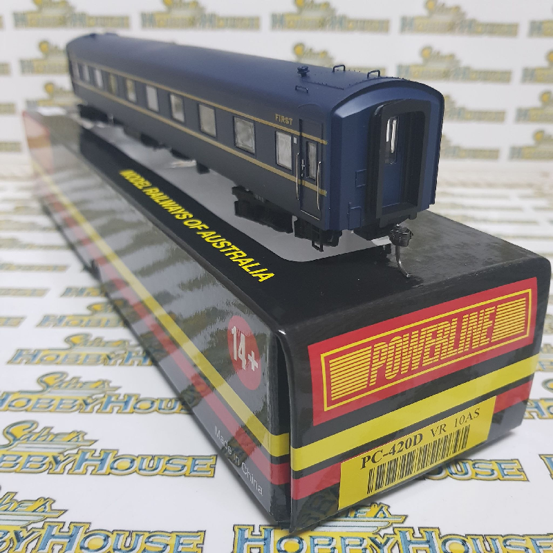 Powerline PC-420D - H0/00 Scale - PC-420D 10AS VR Blue & Gold S Type Carriage First Sans Serif