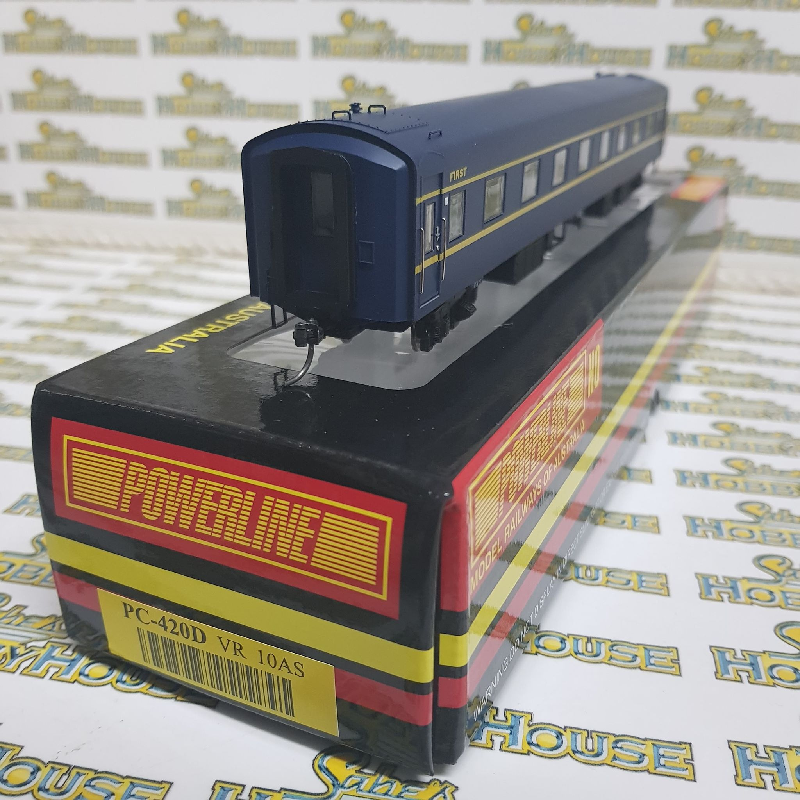 Powerline PC-420D - H0/00 Scale - PC-420D 10AS VR Blue & Gold S Type Carriage First Sans Serif
