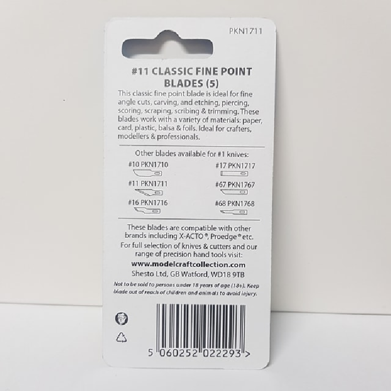 The Model Craft Collection #PKN1711 - #11 Classic Fine Point Blades Pack of 5