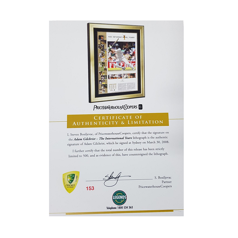 Adam Gilchrist - The International Years Lithograph Unframed