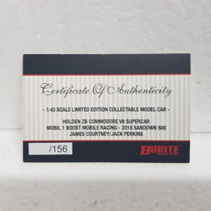Biante – 1/43 Scale – Holden ZB Commodore V8 Supercar COTF Mobil 1 Boost Mobile Racing #25 Courtney/Perkins 2018 Sandown 500 Retro Round Diecast Scale Model Replica